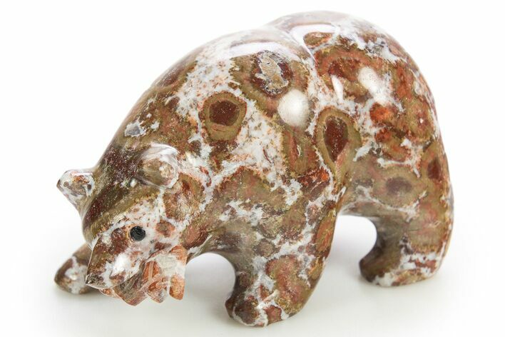 Realistic, Polished Colorful Jasper/Agate Bear with Fish - India #308458